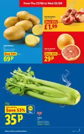 Lidl leaflet week 35 Page 3: Baby Potatoes €0,69, Red Grapefruit €0,29
