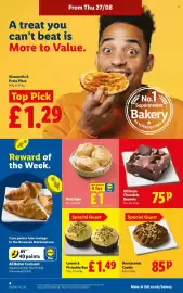 Lidl leaflet week 35 Page 4: Ultimate Chocolate Brownie €0,75, Petit Pain €1,00