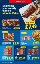 Lidl leaflet week 35 Page 5: XXL Pork Loin Medallions €7,99, Slow Cooked Pulled Pork with Chipotle BBQ Sauce €3,49
