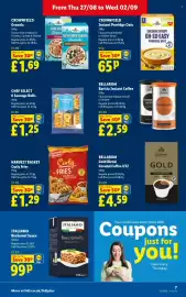 Lidl leaflet week 35 Page 7: Harvest Basket Curly Fries €1,29, Bellarom Barista Instant Coffee €2,59