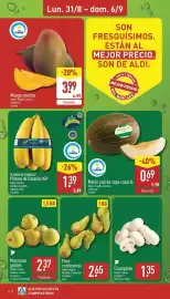 Folleto ALDI semana 36 Página 4: Plátano de Canarias IGP €1,39, Melón piel de sapo canario €0,69