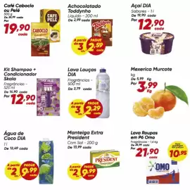 Tabloide Dia Página 1: Dia - água de coco €9,99, Caboclo - café €19,90