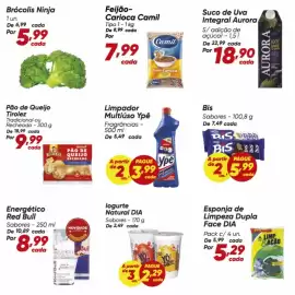 Tabloide Dia Página 4: Aurora - suco de uva integral €18,90, Limp - esponja de limpeza dupla €5,29