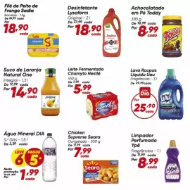 Tabloide Dia Página 6: Nestlé - leite fermentado chamyto €5,99, Ypê - limpador perfumado €8,99