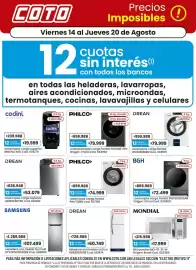 Catálogo Coto semana 34 Página 8: Mondial microondas €17.999,00, Bgh lavarropas carga frontal €72.499,00