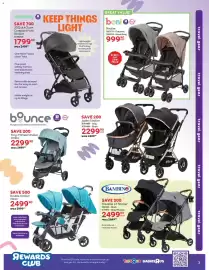 BabiesRUs catalogue Page 3: Jaden Stroller bounce €2.299,90, Tory 3 Wheel Stroller €2.299,90