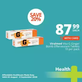 Checkers catalogue Page 5: Viralmed Vita-G Ginger Bomb Effervescent Tablets €87,99