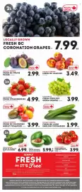 IGA flyer week 34 Page 6: California fresh seedless green grapes €3,99, Fresh bc long english cucumbers €1,99