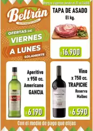 Catálogo Beltrán Supermercados Página 2: Gancia aperitivo americano €6.190,00, Trapiche vino reserva malbec €6.590,00