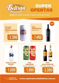 Catálogo Beltrán Supermercados Página 9: Stella artois cerveza en lata €2.590,00, Trumpeter vino €7.490,00