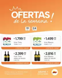 Catálogo El Milagro Mayorista semana 34 Página 1: Toro vino blanco €1.499,00, Toro vino tinto €1.799,00