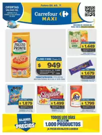 Folleto Carrefour Maxi Página 1: Galletitas surtido bolsa €2,94, Arcor - prestopronta polenta instantanea €1,41