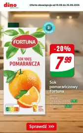Dino gazetka tydzień 34 Strona 8: Sok pomarańczowy Fortuna 100% €7,99