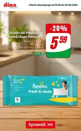 Dino gazetka tydzień 34 Strona 9: Chusteczki nawilżane Pampers Fresh & Clean €5,59
