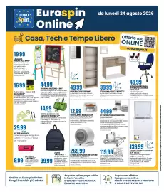 Volantino Eurospin Pagina 18: Kit distributore automatico 3L e fontanella 2,5L €44,99, Libreria con 5 ripiani €49,99