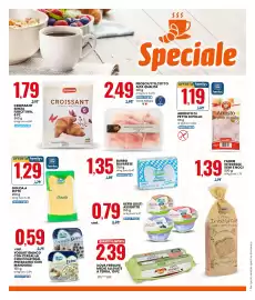Volantino Eurospin Pagina 2: Croissant senza farcitura Dolciando €1,79, Land Yogurt Bianco con Cereali al Cioccolato €0,59