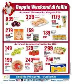 Volantino Eurospin Pagina 20: Prosciutto Crudo €2,49, Pizze Margherita €1,99