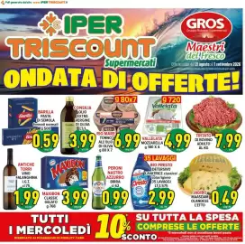 Volantino Iper Triscount Pagina 1: Peroni Nastro Azzurro birra €0,99, Barilla pasta di semola €0,59