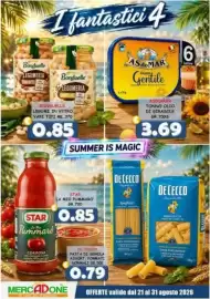 Volantino MercADone Pagina 6: Bonduelle legumi in vetro €0,85, Asdomar tonno olio di girasole €3,69