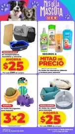 Folleto HEB semana 34 Página 15: Promo Ahorro En transportadoras, rascadores y areneros €25,00, Camas para mascotas €25,00