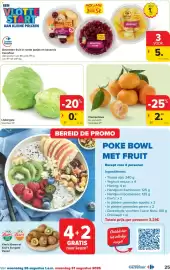 Carrefour folder Pagina 25: Ijsbergsla €0,87, Gesneden fruit in ronde potjes en bavarois €5,00