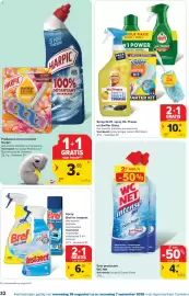 Carrefour folder Pagina 32: WC Net set gels Ocean Fresh €4,49, Spray Dreft, spray Mr. Proper en Swiffer Disco €10,18