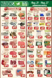 Nations Fresh Foods flyer week 34 Page 1: Fresh Boneless Lean Pork Ham €2,59, Fresh Beef Sirloin Tip Roast AAA €7,99