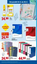 Lidl leták týden 35 Strana 7: UHU Lepidla €34,90, CRELANDO Pořadač A4 €44,90