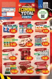 Tabloide Costa Atacadão Página 1: Feijão carioca dona dé €6,89, Coxa sobrecoxa congelada promo kg €5,99