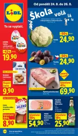 Lidl leták Strana 1: Květák €24,90, PILOS TRVANLIVÉ MLÉKO PLNOTUČNÉ €8,90