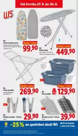 Lidl leták Strana 45: W5 Kolíčky na prádlo – 18 kusů €29,90, W5 Žehlicí prkno €449,90