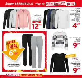 Trafic folder Pagina 6: Trui ronde hals dames €9,99, T-shirt lange mouwen dames €4,99
