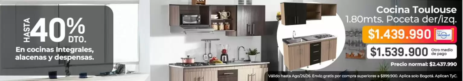Catálogo Easy semana 34 Página 7: Pago - cocina toulouse 1.80mts. poceta der/izq €1.439.990,00