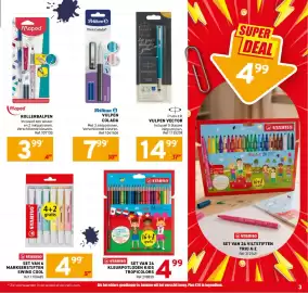 Trafic folder Pagina 3: Set van 24 kleurpotloden kids tropicolors €4,99, Set van 6 markeerstiften swing cool €4,99