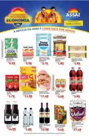 Encarte Assaí Atacadista Página 1: Amstel - cerveja lager €3,69, Favorita - macarrão comum espaguete €1,99