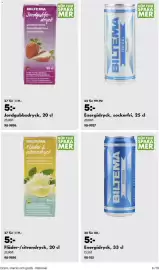 Biltema reklamblad Sida 6: Biltema Fläder-/citondryck €5,00, Biltema jordgubbsdryck €5,00