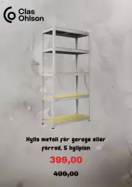 Clas Ohlson reklamblad Sida 6: Clas Ohlson hylla metall för garage eller förrad, 5 hyllplan €399,00