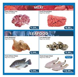 Blue Sky Supermarket flyer week 34 Page 4: Fresh Grouper Steak €15,99, Live Manila Clam €7,99