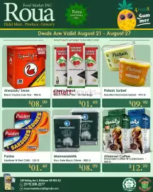 Roua Food Market flyer Page 6: Alhamwi Coffee Grounded Coffee W Cardamom €12,99, Marmarabirlik Kuru Sele Black Olives €8,99