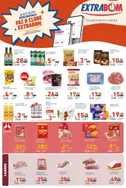 Catálogo Extrabom Supermercados Página 1: Sorvete Perfetto Variatta pote Sabores €26,98, Sabão em Pó Brilhante €19,98