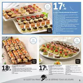 Catalogue E.Leclerc Drive page 5: 32 CANAPÉS DE LA MER €18,25, 32 CANAPÉS TRAITEUR €17,75