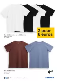 Catalogue Zeeman page 10: ZEEMAN Tee-shirt homme €4,49, ZEE MAN Tee-shirt col rond ou col V homme €6,00