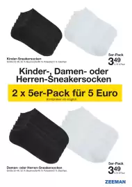Zeeman Prospekt Seite 4: Kinder-Sneakersocken €3,49, Damen- oder Herren-Sneakersocken €3,49