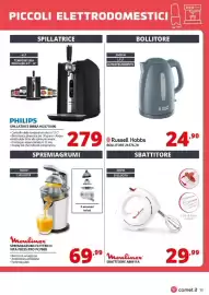 Volantino Comet Pagina 13: Russell Hobbs bollitore €24,90, Philips spillatrice birra HD3770/90 €279,00