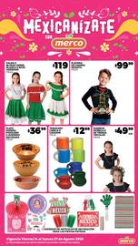 Folleto Merco semana 34 Página 4: Playera de Charro Infantil €99,99, Falda O Blusas Verde, Blanca O Roja €119,00