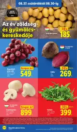 Lidl akciós újság hét 35 Oldal 4: Csiperkegomba €899,00, Mag nélküli piros szőlő €549,00