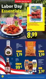 Lidl weekly ad week 35 Page 10: Lidi seasoned fries €1,99, Sweet Baby Ray's honey barbecue sauce €1,79