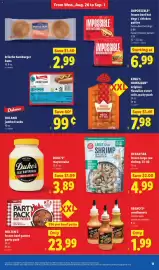Lidl weekly ad week 35 Page 11: Dulano jumbo franks €0,99, Ocean sea frozen large raw shrimp €4,99