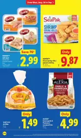 Lidl weekly ad week 35 Page 18: Lidl small corn tortillas €1,49, Alexia frozen garlic & parmesan seasoned fries €4,99
