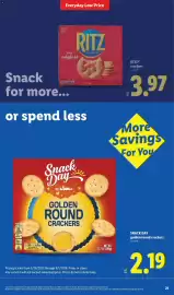 Lidl weekly ad week 35 Page 21: Snack Day golden round crackers €2,19, Ritz crackers €3,97